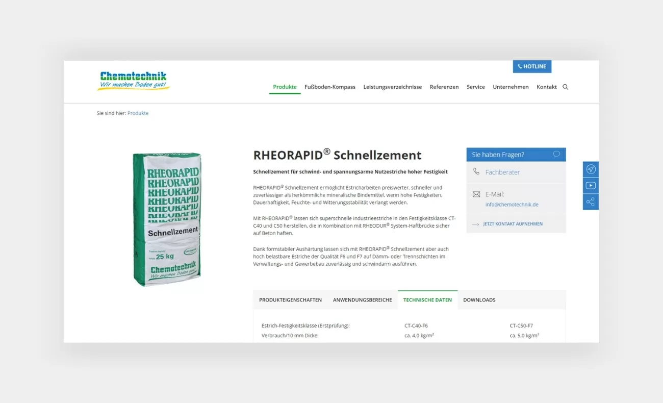 Produktdetail von RHEORAPID Schnellzement