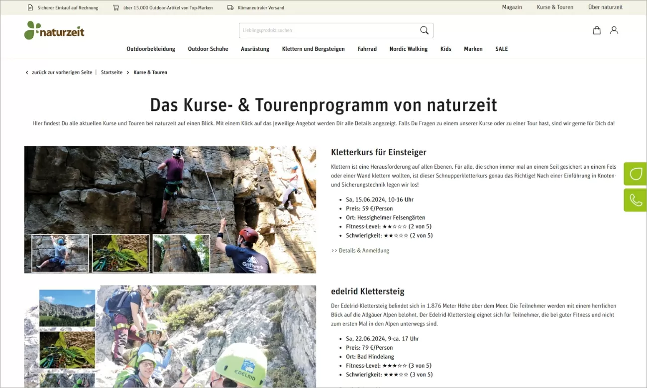 Highlight des Kurse- und Tourenprogramm von naturzeit