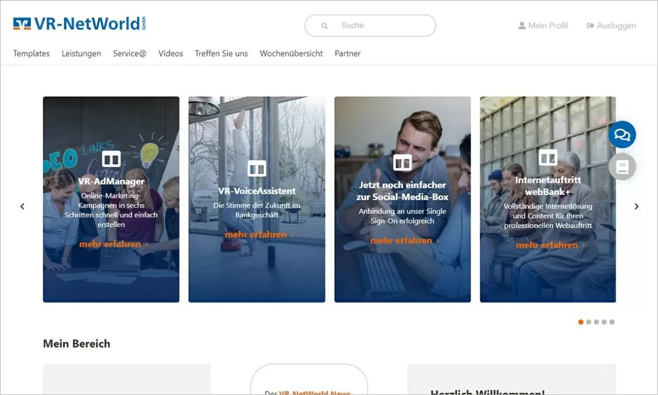 VR-NetWorld: VR-AdMangaer, VR-Voice-Assistent, Jetzt noch einfacher zur Social-Media-Box, Internetauftritt webBank+