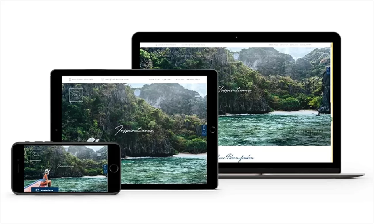 Mockup des Responsive Webdesigns mit Macbook, iPad und iPhone Darstellung